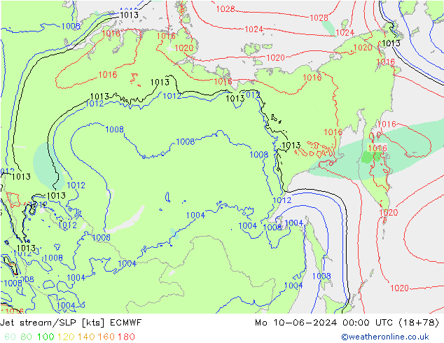 Corriente en chorro ECMWF lun 10.06.2024 00 UTC