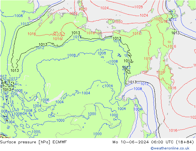 Luchtdruk (Grond) ECMWF ma 10.06.2024 06 UTC