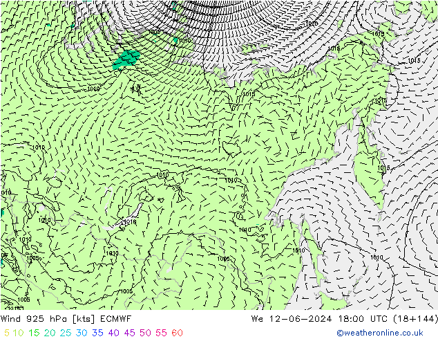 Wind 925 hPa ECMWF We 12.06.2024 18 UTC