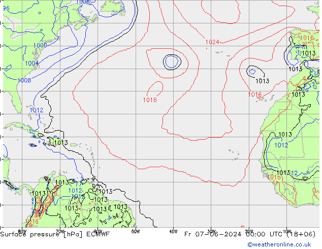 Surface pressure ECMWF Fr 07.06.2024 00 UTC