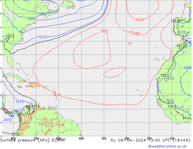 приземное давление ECMWF Вс 09.06.2024 12 UTC