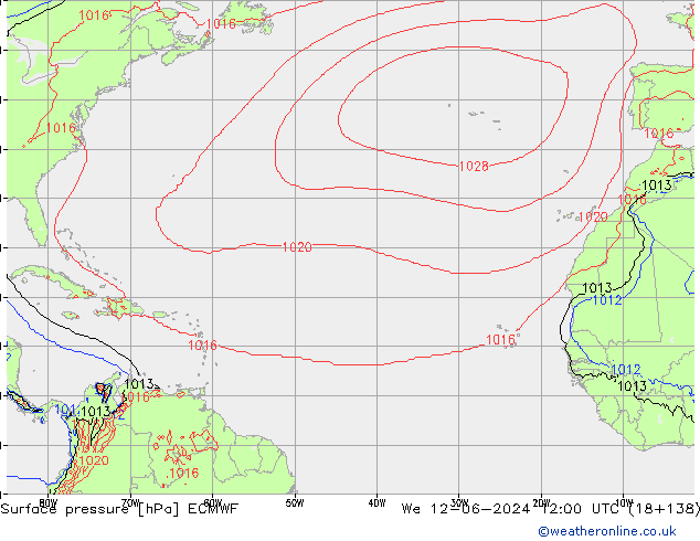 Luchtdruk (Grond) ECMWF wo 12.06.2024 12 UTC