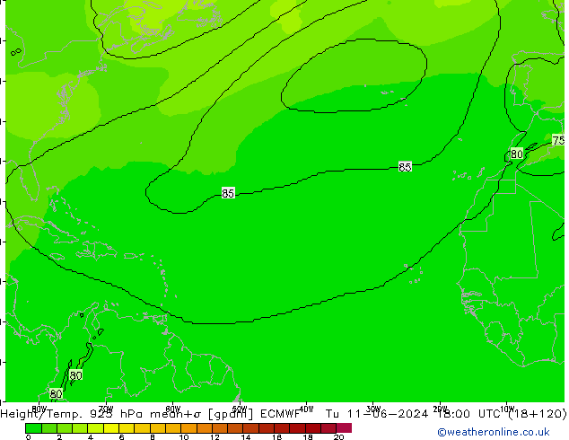 Hoogte/Temp. 925 hPa ECMWF di 11.06.2024 18 UTC