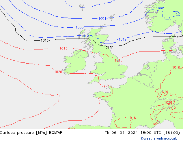 Pressione al suolo ECMWF gio 06.06.2024 18 UTC