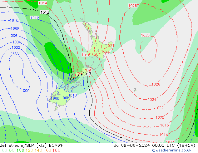 Jet stream/SLP ECMWF Su 09.06.2024 00 UTC