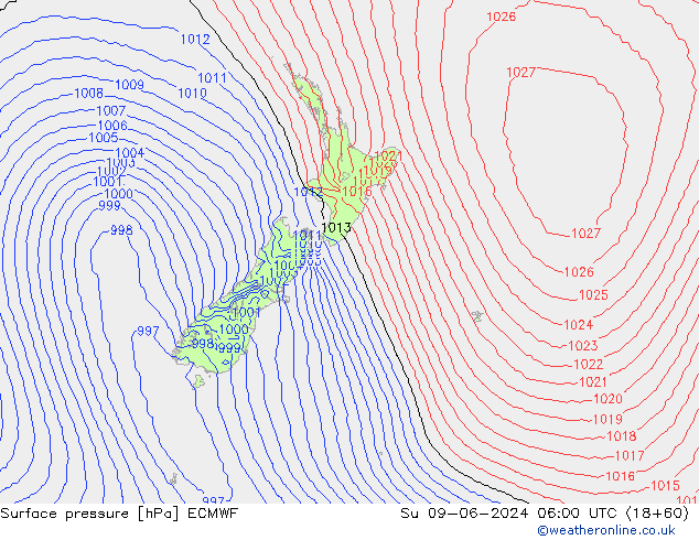 приземное давление ECMWF Вс 09.06.2024 06 UTC