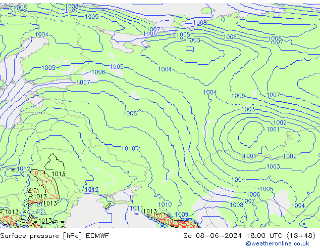 Luchtdruk (Grond) ECMWF za 08.06.2024 18 UTC