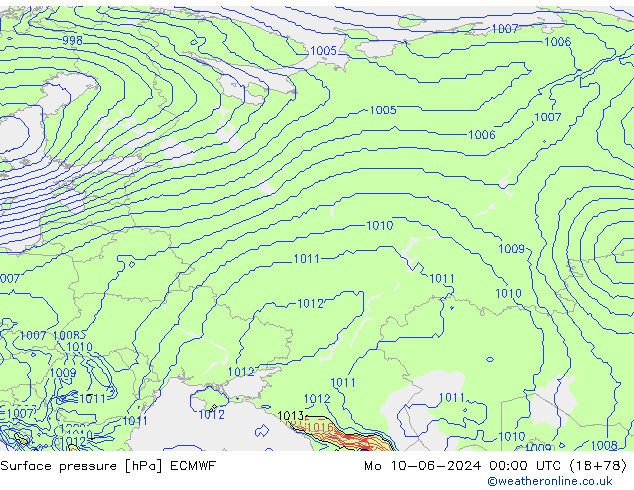 Surface pressure ECMWF Mo 10.06.2024 00 UTC