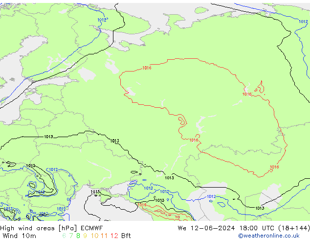 High wind areas ECMWF  12.06.2024 18 UTC