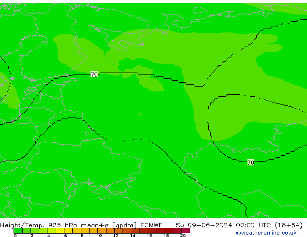 Geop./Temp. 925 hPa ECMWF dom 09.06.2024 00 UTC