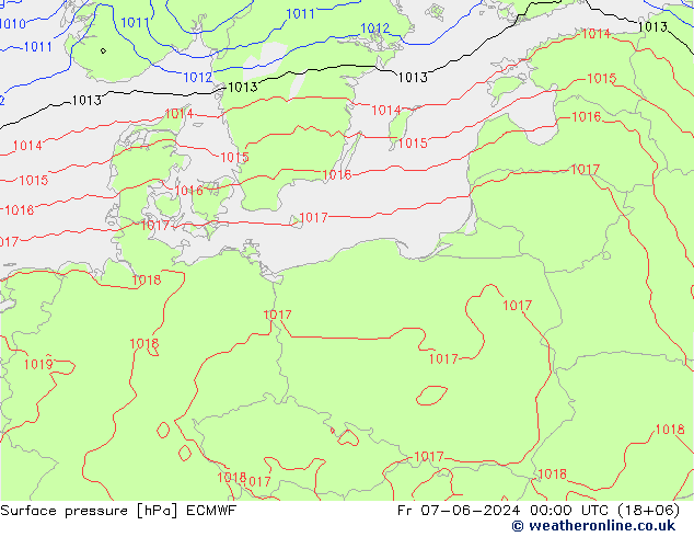 приземное давление ECMWF пт 07.06.2024 00 UTC