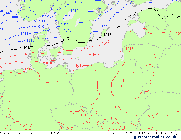 Pressione al suolo ECMWF ven 07.06.2024 18 UTC