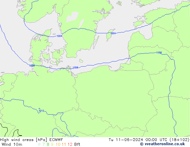 Windvelden ECMWF di 11.06.2024 00 UTC