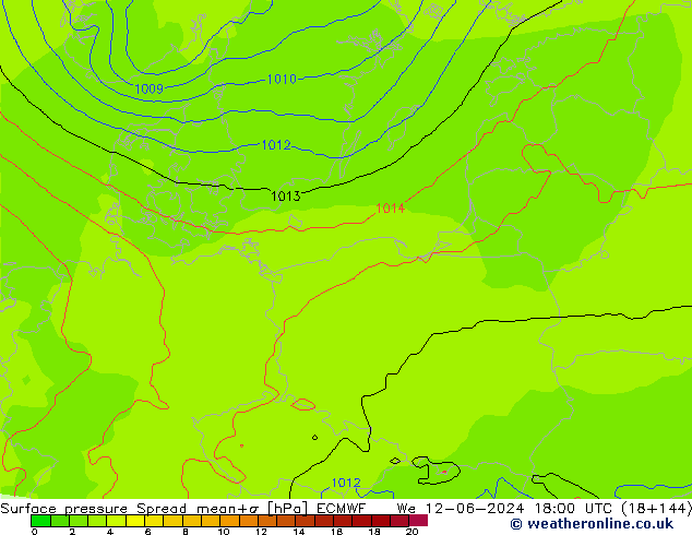 приземное давление Spread ECMWF ср 12.06.2024 18 UTC