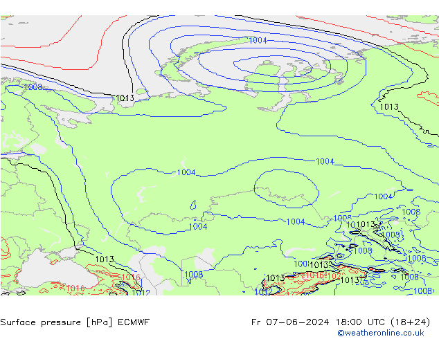 Surface pressure ECMWF Fr 07.06.2024 18 UTC