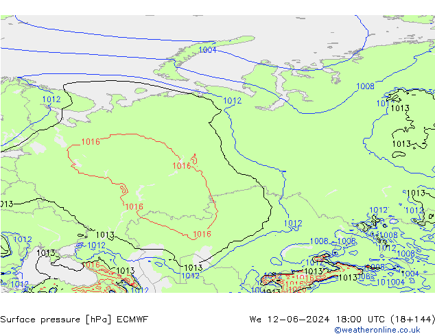 Luchtdruk (Grond) ECMWF wo 12.06.2024 18 UTC