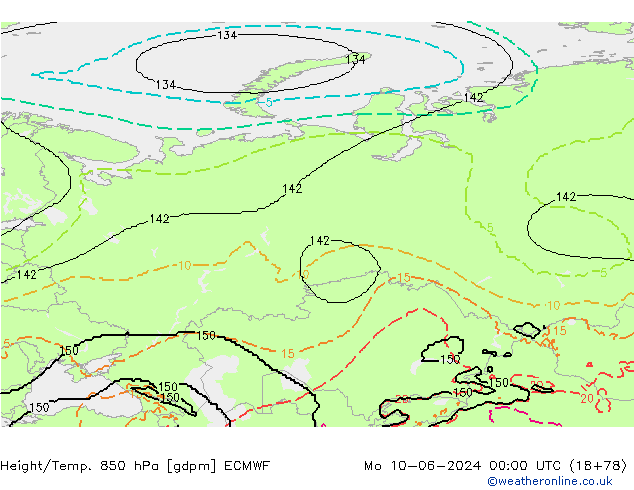 Height/Temp. 850 hPa ECMWF Seg 10.06.2024 00 UTC