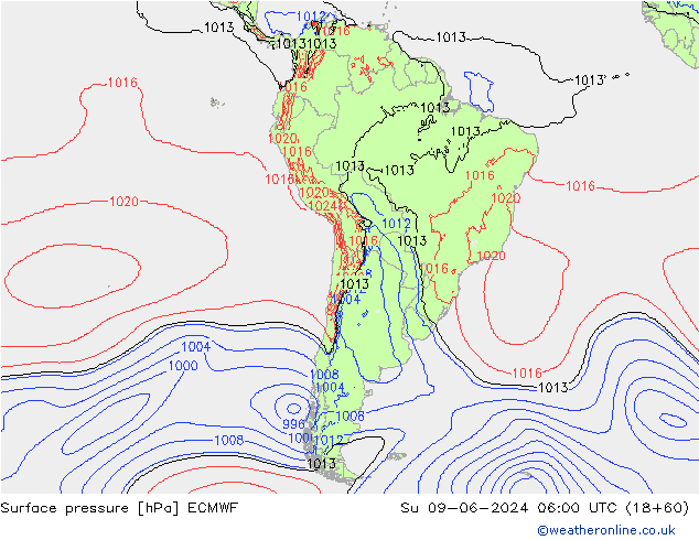 pression de l'air ECMWF dim 09.06.2024 06 UTC