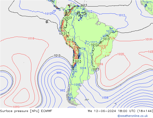 Luchtdruk (Grond) ECMWF wo 12.06.2024 18 UTC