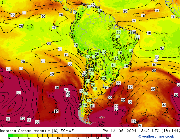 Isotachs Spread ECMWF We 12.06.2024 18 UTC