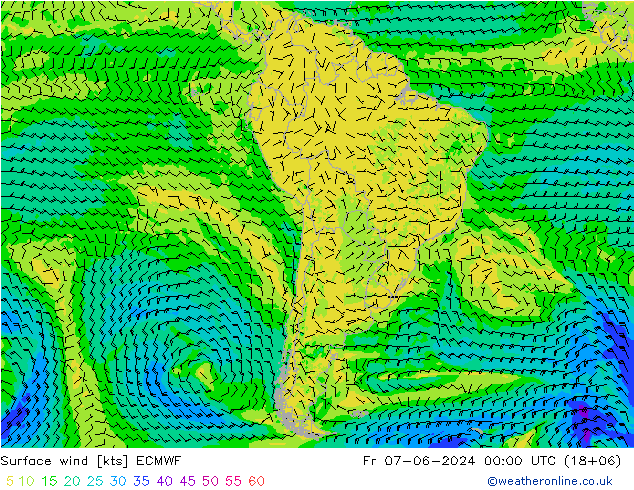 Vent 10 m ECMWF ven 07.06.2024 00 UTC