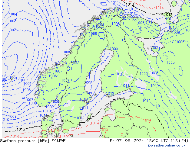 Surface pressure ECMWF Fr 07.06.2024 18 UTC