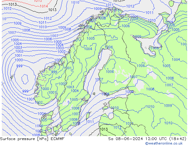 Luchtdruk (Grond) ECMWF za 08.06.2024 12 UTC