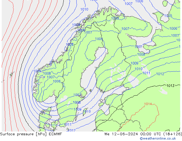 приземное давление ECMWF ср 12.06.2024 00 UTC