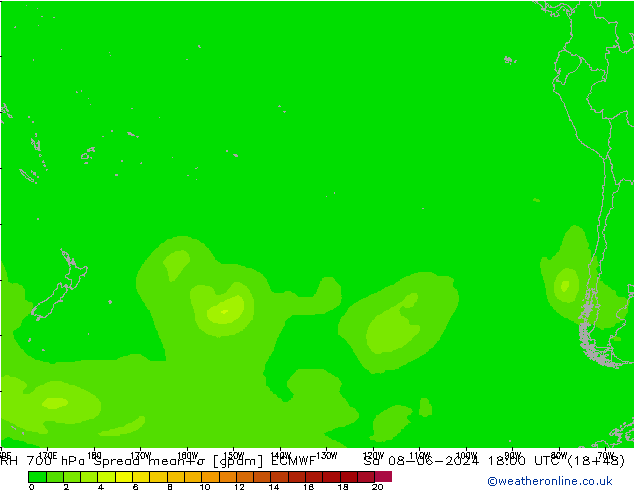 RH 700 hPa Spread ECMWF Sa 08.06.2024 18 UTC