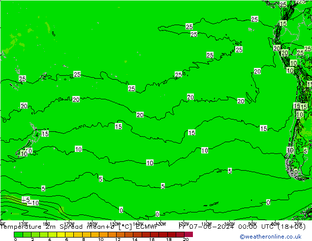 Temperature 2m Spread ECMWF Fr 07.06.2024 00 UTC