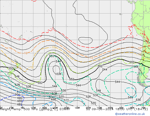 Height/Temp. 500 hPa ECMWF Ne 09.06.2024 18 UTC