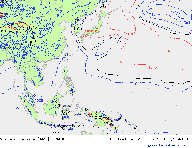 pressão do solo ECMWF Sex 07.06.2024 12 UTC