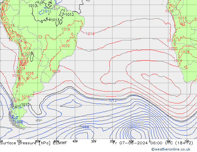 приземное давление ECMWF пт 07.06.2024 06 UTC