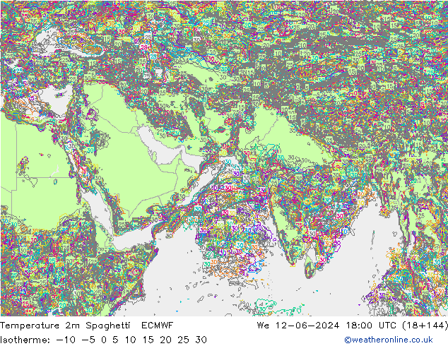 Temperaturkarte Spaghetti ECMWF Mi 12.06.2024 18 UTC