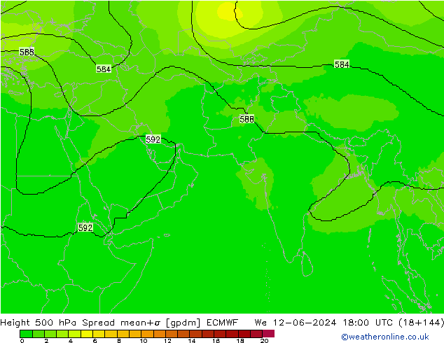 Height 500 hPa Spread ECMWF St 12.06.2024 18 UTC