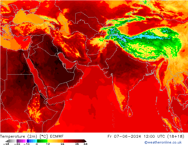 température (2m) ECMWF ven 07.06.2024 12 UTC