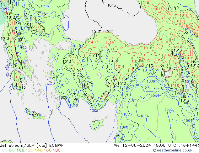 Jet Akımları/SLP ECMWF Çar 12.06.2024 18 UTC