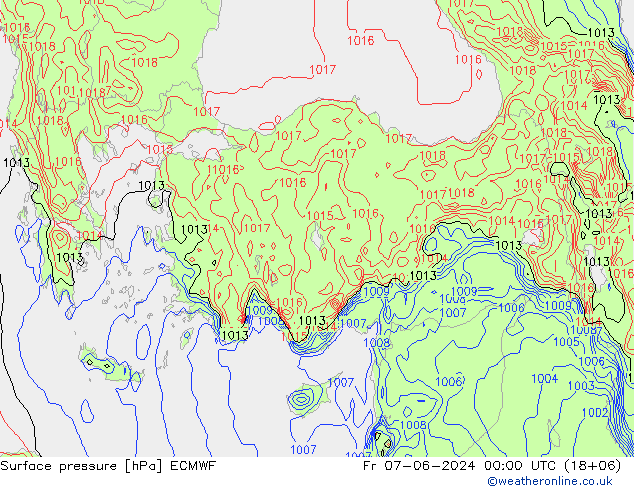 ciśnienie ECMWF pt. 07.06.2024 00 UTC