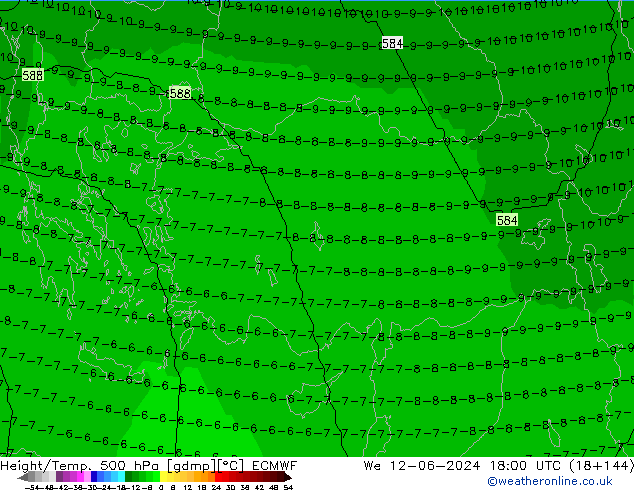 Height/Temp. 500 hPa ECMWF We 12.06.2024 18 UTC