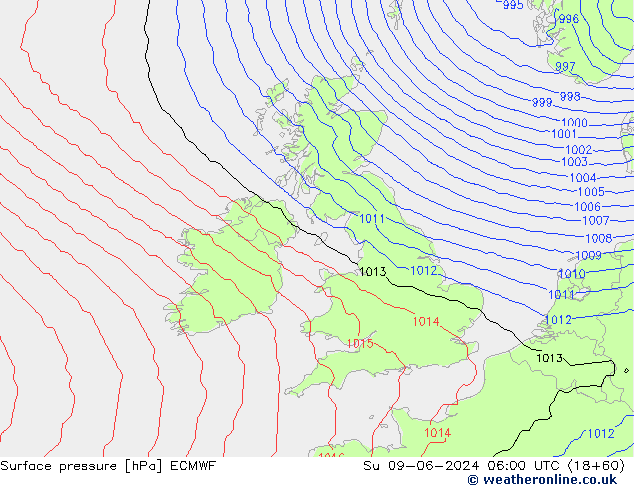 Yer basıncı ECMWF Paz 09.06.2024 06 UTC