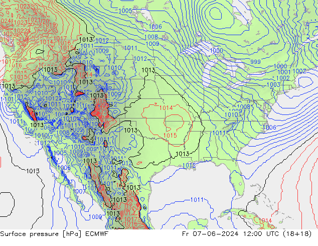 Bodendruck ECMWF Fr 07.06.2024 12 UTC