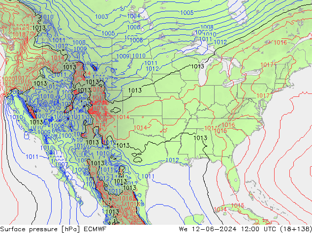 Pressione al suolo ECMWF mer 12.06.2024 12 UTC