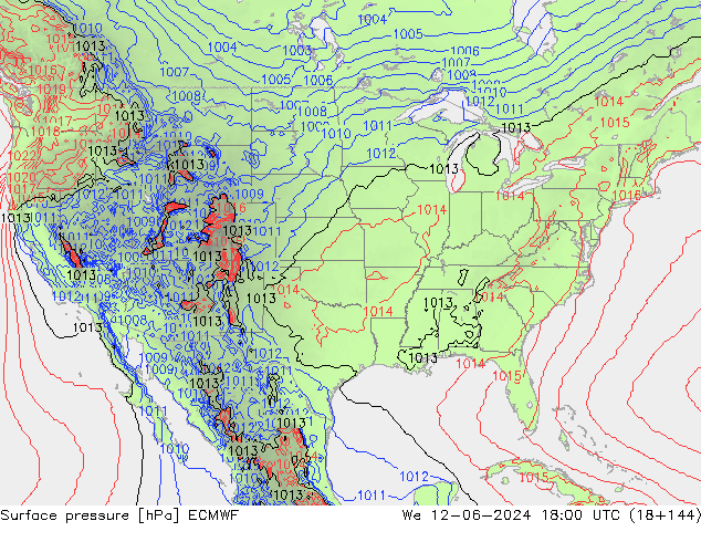 Luchtdruk (Grond) ECMWF wo 12.06.2024 18 UTC