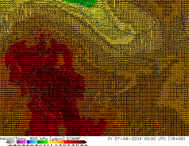 Hoogte/Temp. 850 hPa ECMWF vr 07.06.2024 00 UTC