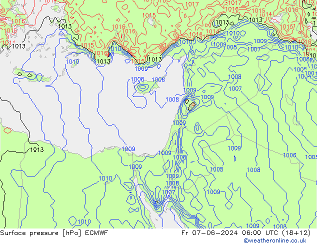 Surface pressure ECMWF Fr 07.06.2024 06 UTC