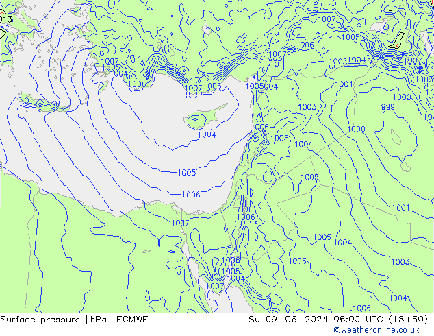 Yer basıncı ECMWF Paz 09.06.2024 06 UTC