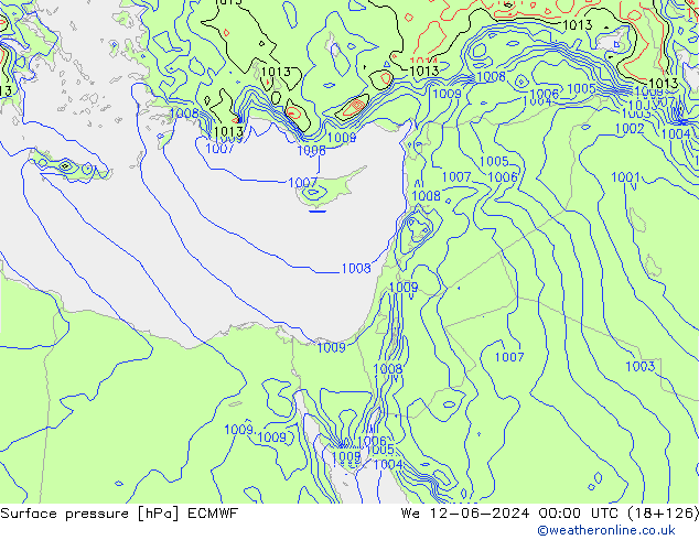 Luchtdruk (Grond) ECMWF wo 12.06.2024 00 UTC