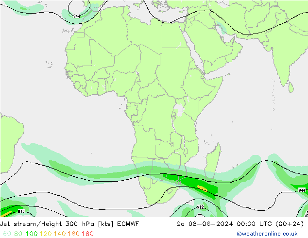 Straalstroom ECMWF za 08.06.2024 00 UTC