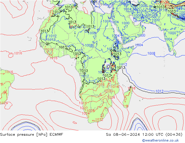 приземное давление ECMWF сб 08.06.2024 12 UTC