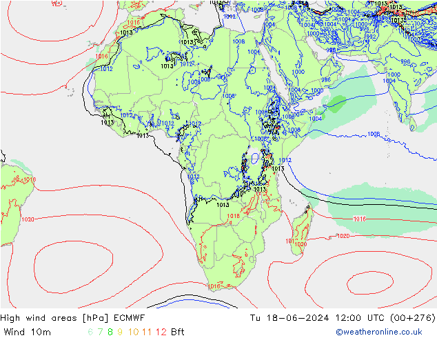 High wind areas ECMWF mar 18.06.2024 12 UTC